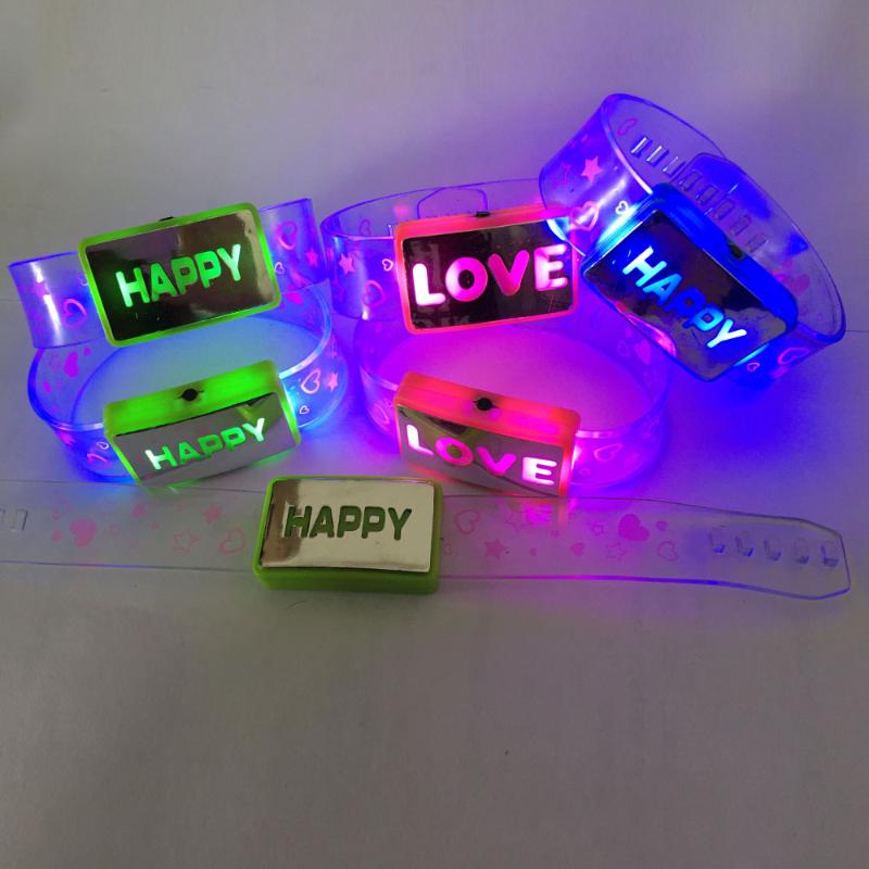 

Party Decoration Light Wrist Watch Bracelets Led Flashing Blinking Rave Glow Bangle Happy Love Wedding Birthday Halloween Christmas