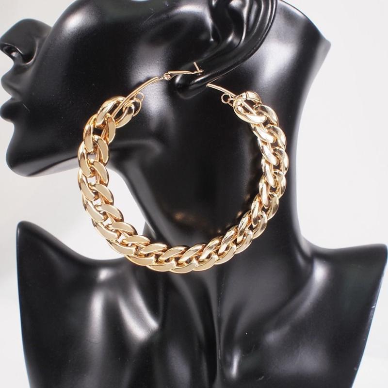 

Hoop & Huggie European And American Fashion Thick Chain Metal Exaggerated Big Ear Earrings Female Size Punk