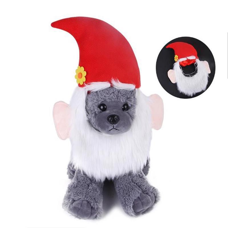

Funny Cute Pet Cat Costume Christmas Dog Hat With Beard Pet Ornaments Puppy Santa Red Hat Cats Clothes Christmas Decor, White