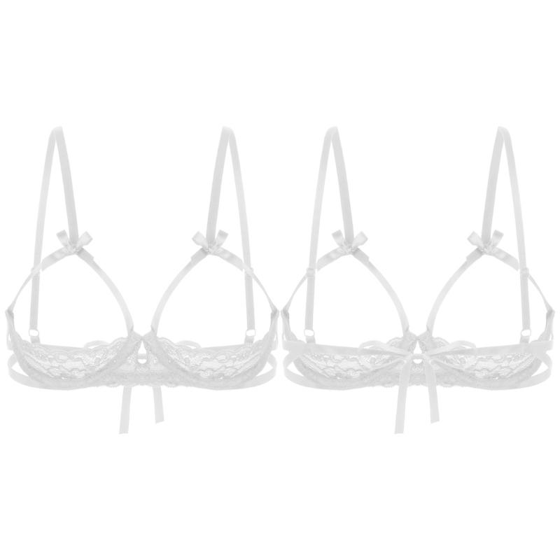 

Open Nipple Bra Sexy Erotic Hot Women Open Cup Bra Cut Out Breast Underwear See Through Sheer Lace Lingerie Shelf Underwear, Black