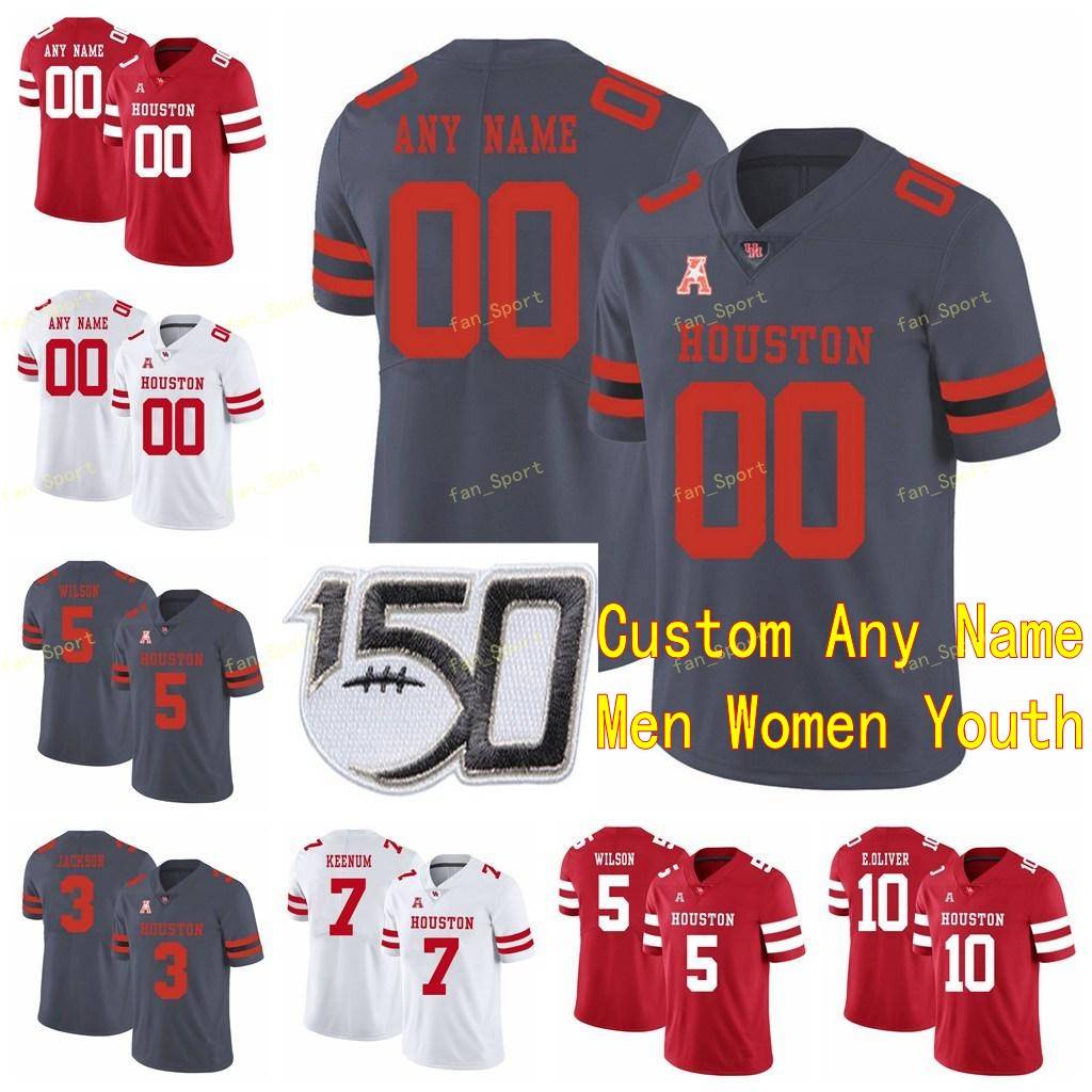 

Custom Houston Cougars College Football Jersey 7 Case Keenum David Klingler 78 Wilson Whitley 8 Chandler Smith Red White Grey Stitched, Youth