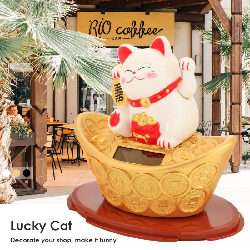 

Lucky Cat Wealth Waving Shaking Hand Fortune Welcome Cat Cute Figurines Miniatures Home Decor Craft Art Shop Hotel Ornament Gift