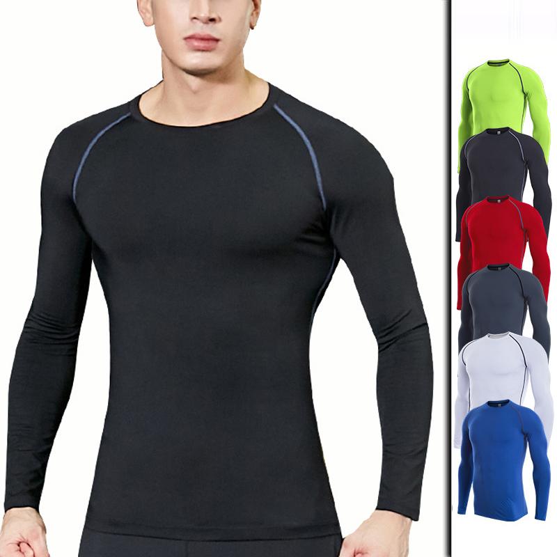 

Quick Dry Running T Shirt Men Bodybuilding Sport Winter T-shirt Men' Compression Top Gym Shirts Fitness Tight, Red