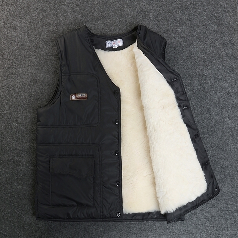 

Men' winter vest Real sheep fur Short jackets Thicken keep warm new vest high quality shorn sheepskin plus-size winter coat 201120, Red