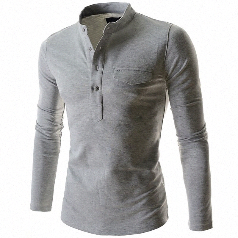 Chemise de golf pour hommes Colle de couleur solide Collier Street Sports Sports à manches longues en plein air Coton Fashion Casual Daily Black