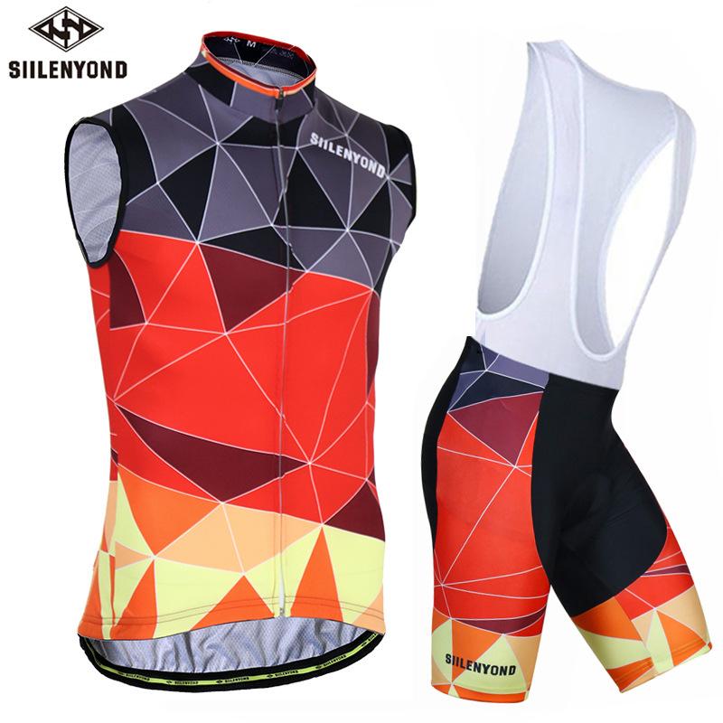

SIILENYOND's new cycling sleeveless strap suit men's bicycle suit quick-drying breathable jacket, As pic