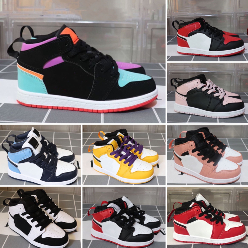 

2021 basketball shoes 1s White Game Royal Orange Blue Multicolor Tattoo Red youth kids 1 sneakers tennis, Black