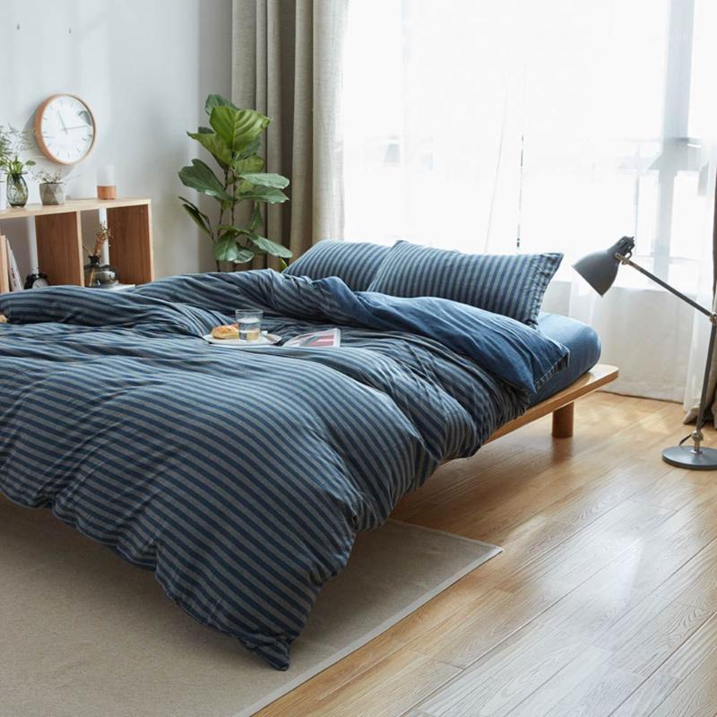 

Svetanya Blue Grey Lines Knitted Cotton Bedding Set Soft Warm Linens Single  King Fitted Sheet Pillowcase Duvet Cover1, 20205462