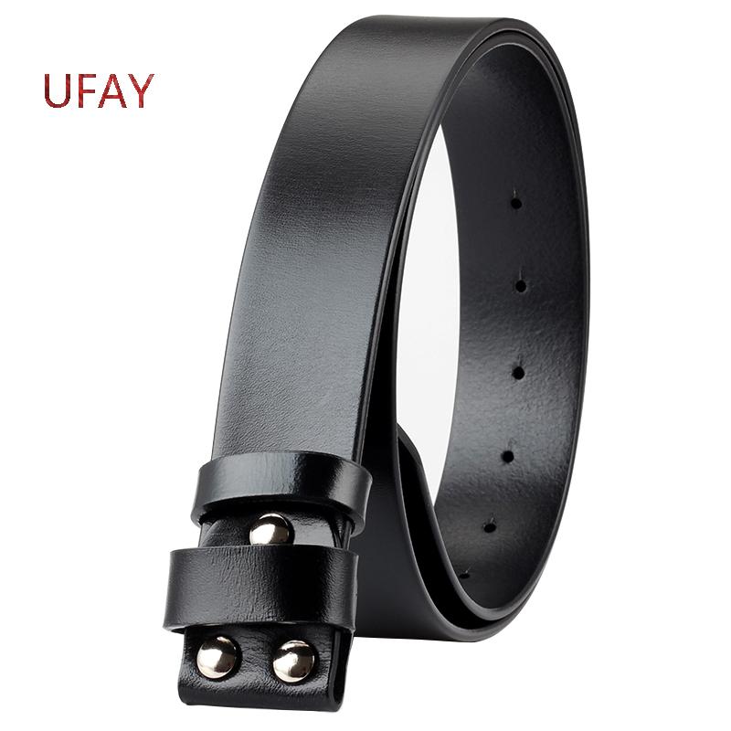 

Belt without buckle head layer cowhide genuine leather belt width 3.8cm, Black