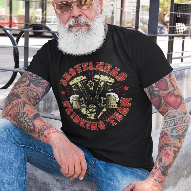 

Men's T-Shirts Official Shovelhead Drinking Team Shirt, White;black