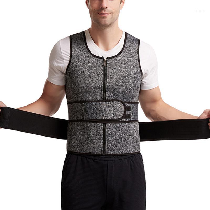 

Men Double Belt Shapewear Vest Neoprene Corset Sweating Fitness Top Vest &T81, Black