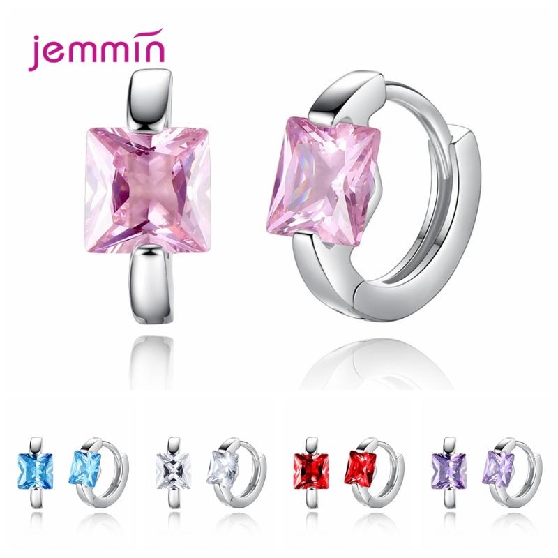 

Square Cubic Zirconia Japanese & South Korean Fashion Jewelry Accessories 925 Sterling Silver Hoop Earrings For Women Girls