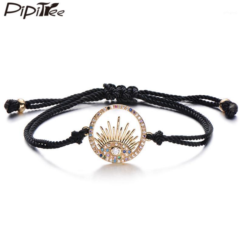 

Charm Bracelets Pipitree Brand Micro CZ Zircon Evil Eye Round Shape Red Black Cord Men Women Bracelet Bangle Jewelry Gift1