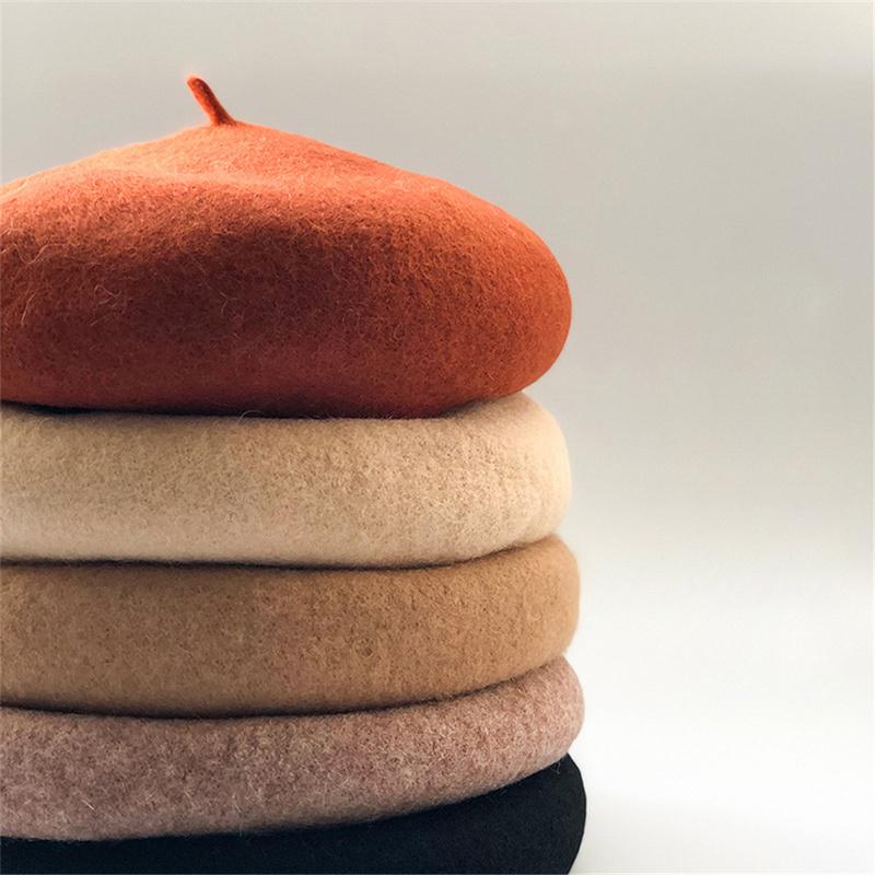 

Candy Colors Women Beret Hat New Spring Winter Solid Vintage Warm Hat Painter Style Female Bonnet Warm Walking Cap, Black