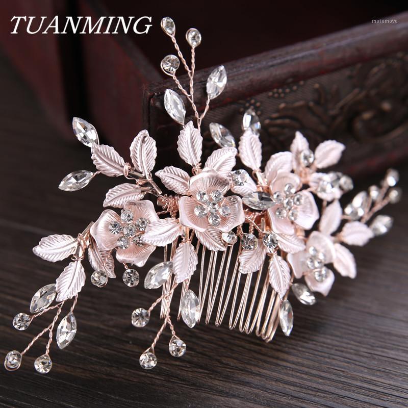 

Silver Color Flower Hair Combs Crystal Bride Hair Jewelry Exquisite Design Wedding Headband Comb For Wedding Ornaments1