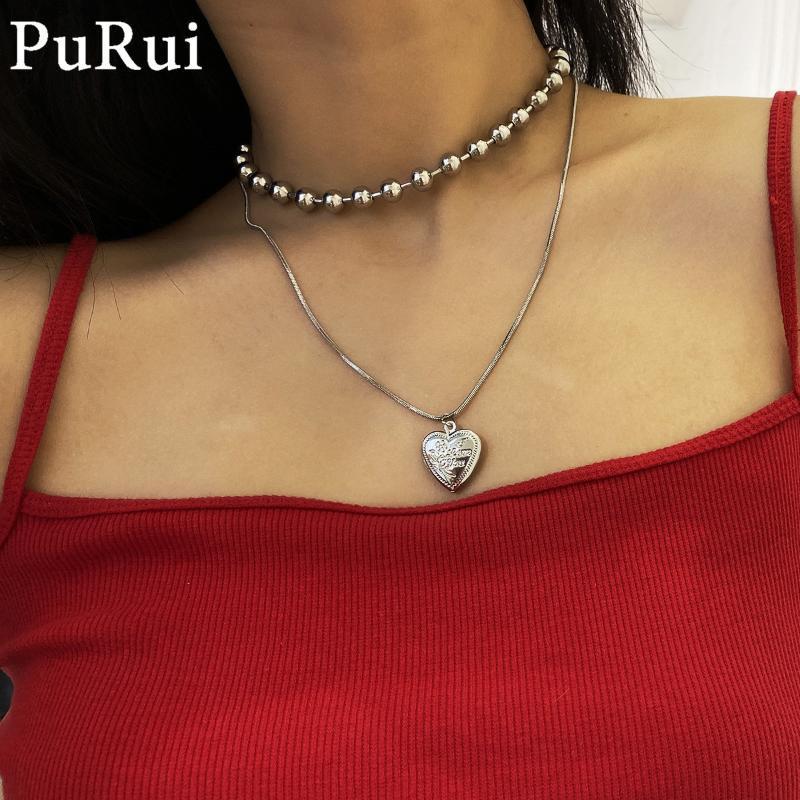 

Romantic Punk Pendant Choker Necklace Trendy Double Layer Chain Women Heart Collar Necklace Statement Hiphop Gothic Jewelry1