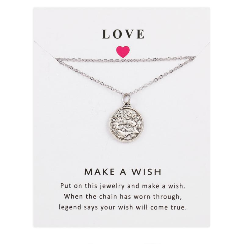 

Pendant Necklaces Pisces 12 Constellation Zodiac Sign Necklace For Women Coin Disk Leo Libra Aries Horoscope Astrology