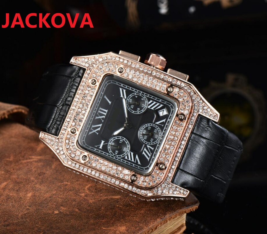 

relogio masculino diamonds mens quartz luxury Watch fashion day date Calendar gold Bracelet all crime square roman wristwatch Montre Femme Reloj, As pic