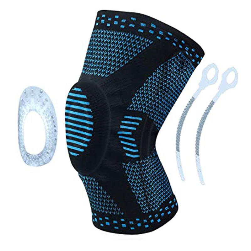 

1PCS Adult Outdoor Running Fitness Basketball Football Volleyball Applicable Silicone Spring Breathable Sports Knee Pads, B gray 1pcs