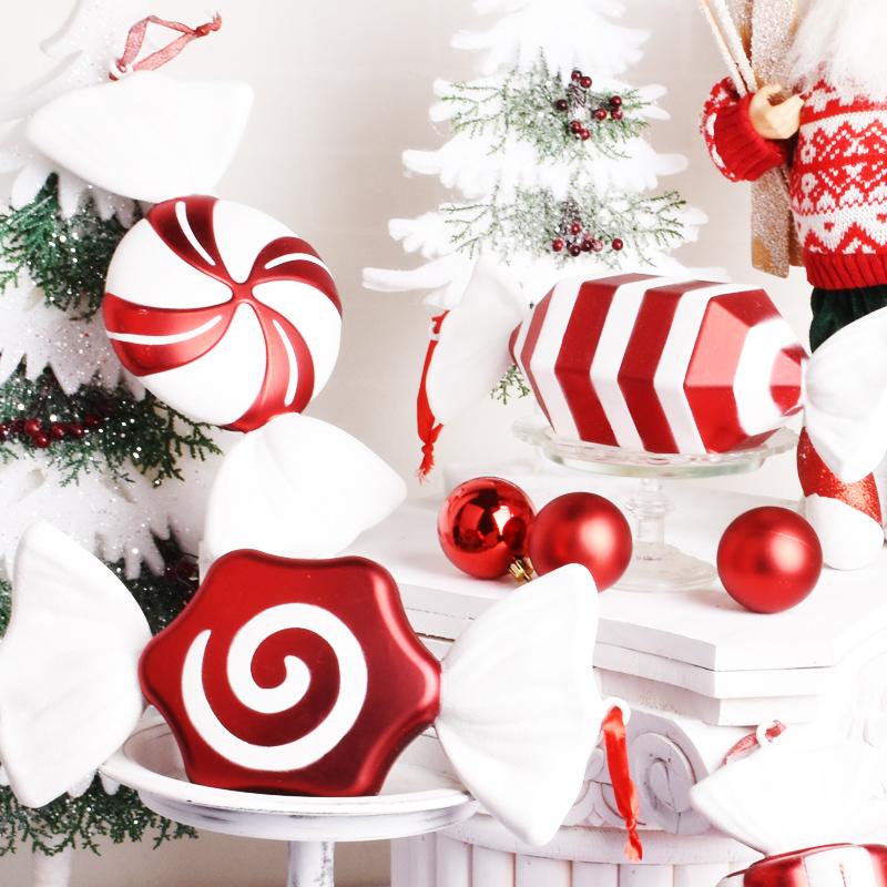 

Party Decoration 32cm Pendant Christmas Wedding Decorations Stage Props Red And White Painted Candy Layout
