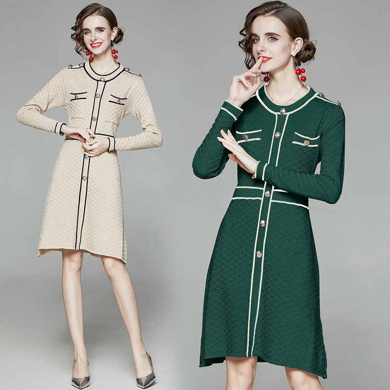 

2021 Autumn Winter Warm Sweater New French Crew Neck Long Sleeve Knitted Female Knitwear Pocket Soft Vestidos Btyl, Apricot