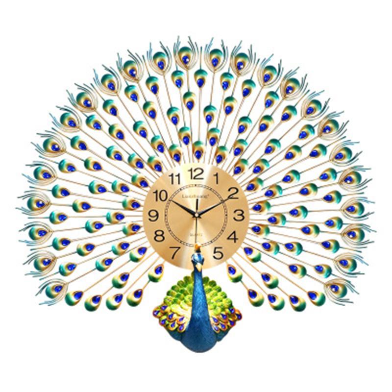 

Metal Large Creative Wall Clock Luxury Peacock 3d Living Room Wall Clock Farmhouse Watch Home Decor Modern Design DD50WC