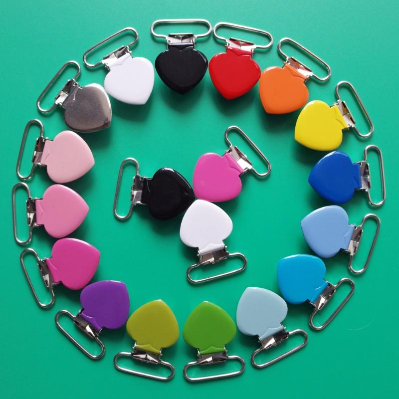 

Sutoyuen 32pcs 1'' 25mm Heart Pacifier Clips Metal Suspenders Soother Holder Clips for Baby Dummy Pacifier Chain Lead Free
