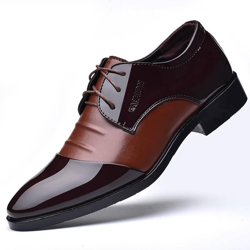 

Mazefeng 2020 Spring Men Leather Shoes British style Business Men Dress Shoes Breathable Male Formal Lace-up Round Toe, Black