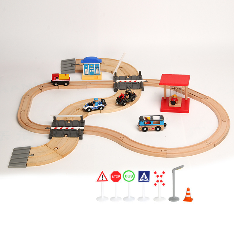 

Wood EDWONE-One Crane Set Train Track Car Magnetic Railway 2 Way Slot Toy DIY Model Toys Kids Gifts Fit Biro