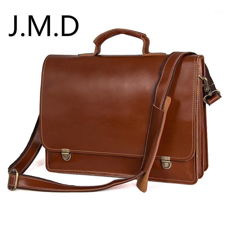 

J.M.D New Top Layer Leather Men's Handbag Fashion Genuine Leather Shoulder Messenger Bag Briefcase 73791, Brown