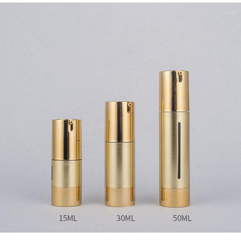 

5pcs/lot 30ml Golden Emulsion Cosmetic Airless Bottle 15ml Plastic AS Empty Vacuum Bottle 50ml Essence Liquid Travel Bottles1