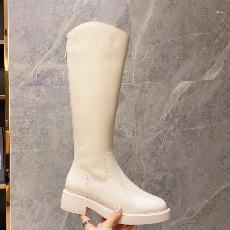 

Women Winter Western Knight Boots 2021 New Knee High Boots Thick Sole Chunky Heel Ladies Fashion Zipper Long Shoes1, Beige single lining