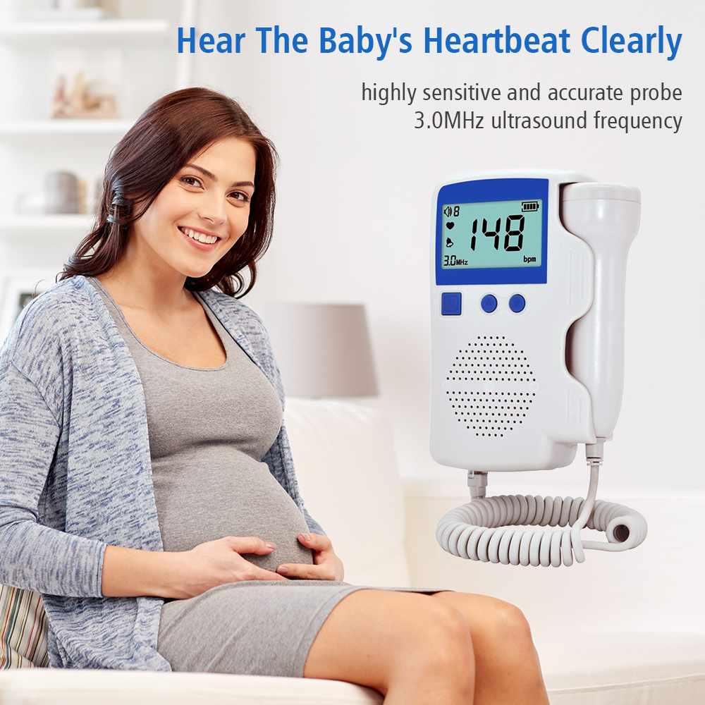 Bébé Alimentation Foetus-Voice Detector Baby Heart Détecteur Doppler Foetal Heartbeat Moniteur de coeur 3.0MHz Aucun rayonnement avec écran LCD p