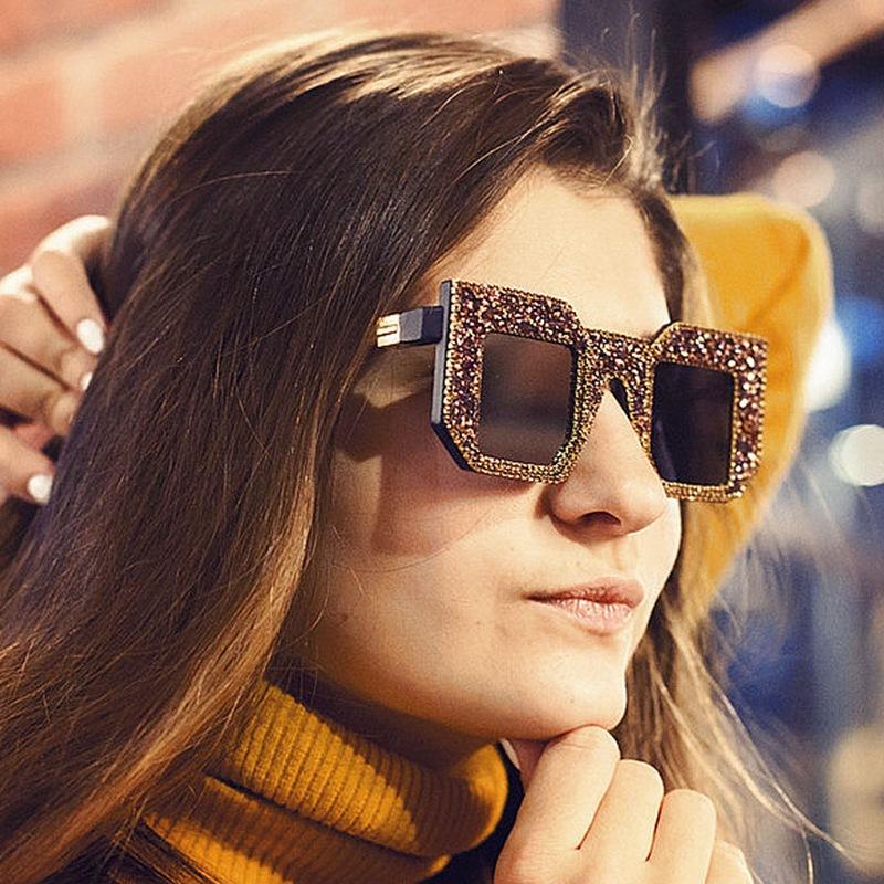 

2020 Luxury Diamond Fashion Sunglasses For Women Stylish Square Designer Woman Sun Glasses Glamour Brand Sunglasses FML