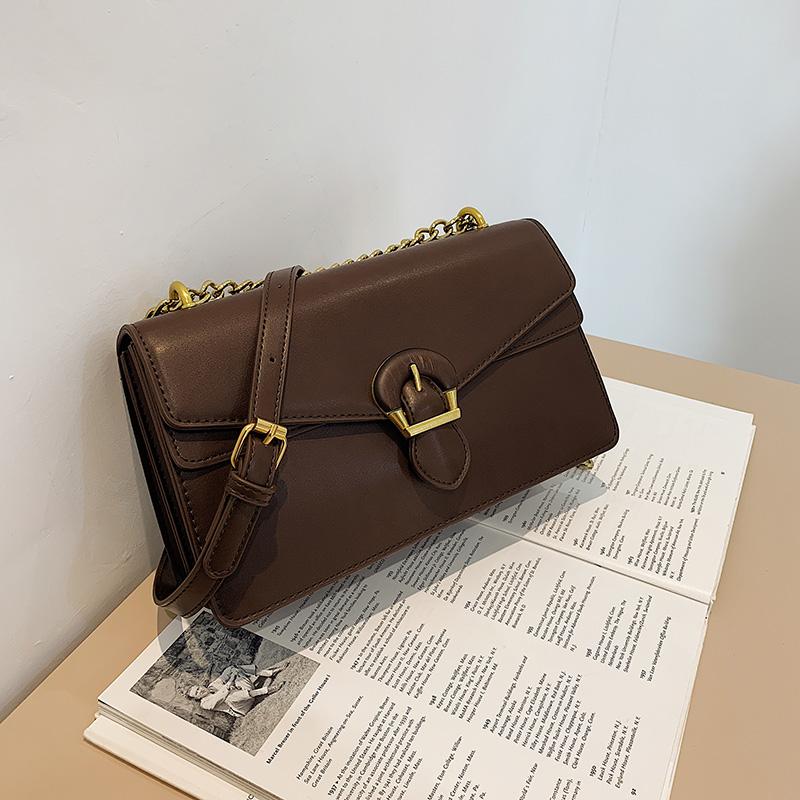 

French Niche Design Bag 2021 New Trendy Fashion One-shoulder Female Bag Western Style Messenger Wild Ins Small Square, Black