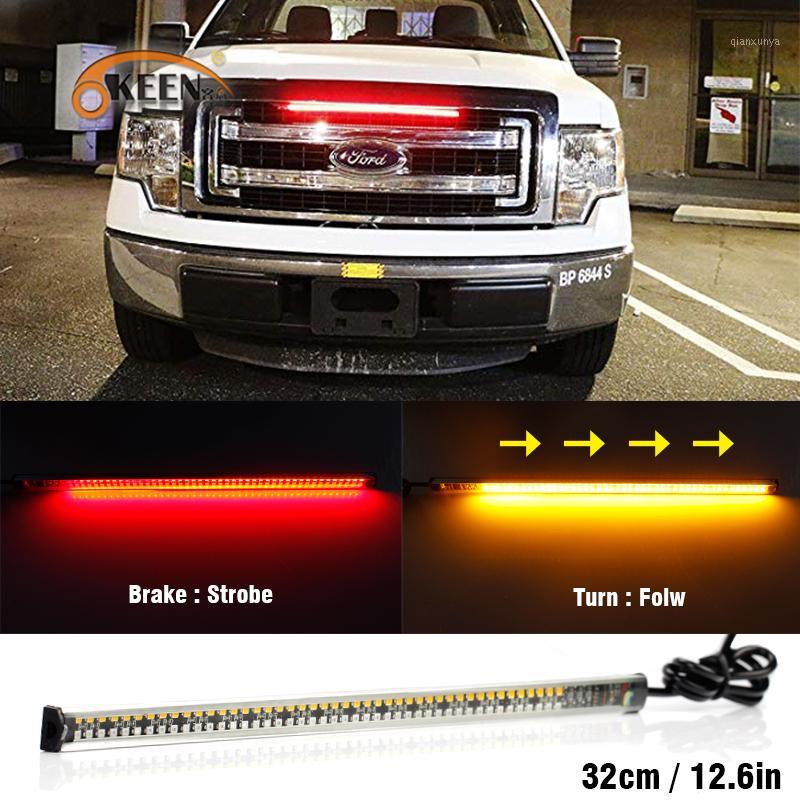 

OKEEN 22cm Stop Brake led Strip red flashing light Amber turn Signal car Sequential Running Switchback Strip Flowing lamp1, As pic