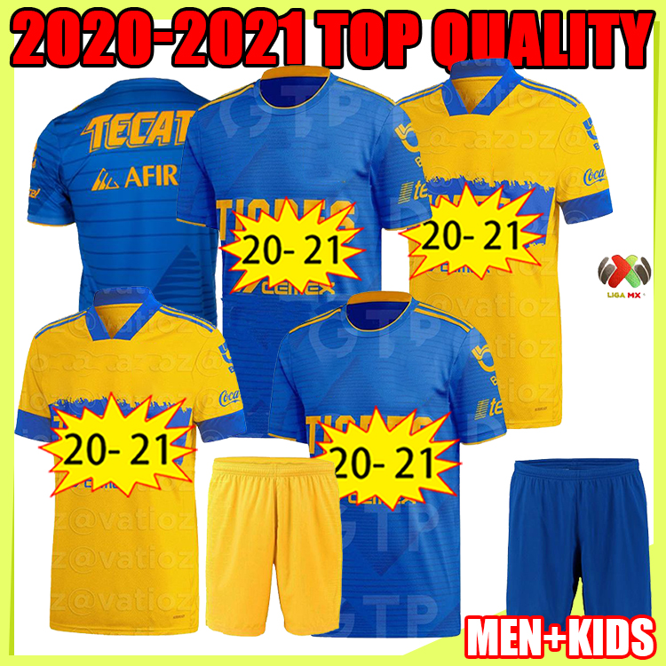 

men 2020 2021 UANL Tigres GIGNAC Soccer Jerseys kits 20 21 VARGAS Home Away Camiseta Maillot Pizarro Mexico Football Shirts, Away patch 1
