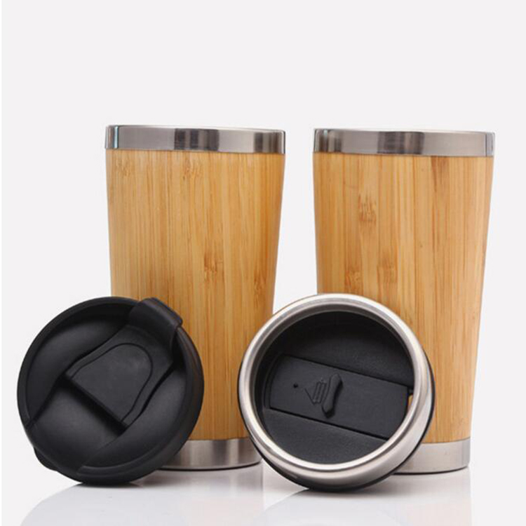 

Bamboo vacuum cup Tumblers 304 Stainless Steel Inner Water Bottles car Travel Bamboo Mugs Reuseable Coffee Cups DHL, Yellow