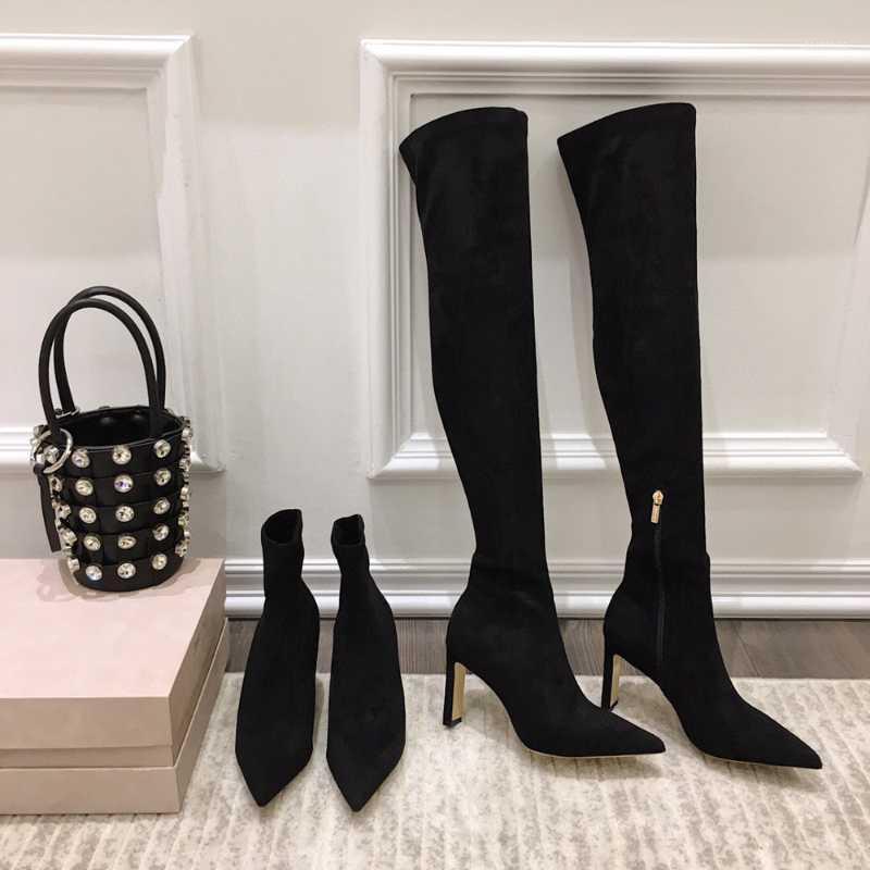 

Hot Sale Shoes Women Winter Knee High And Mid Calf Sewing Women Boots Kid Suede Super High Heels Boots Zapatos De Mujer1, As pic