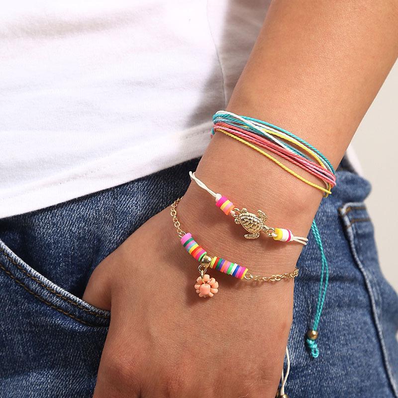 

Bohemian handmade rice beads multi-layer bracelet creative set jewelry