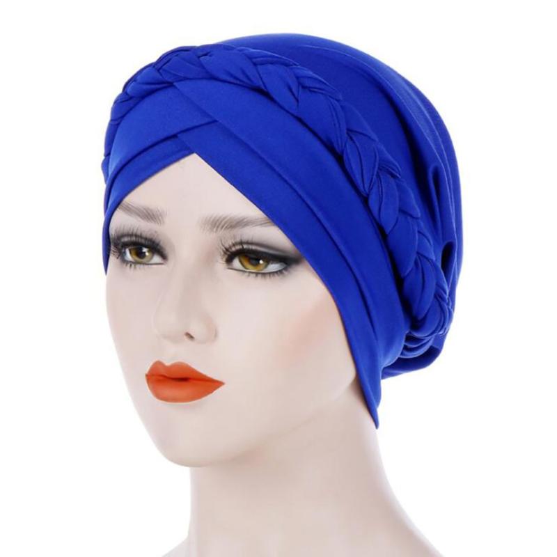

High Quality Bandanas Wrap Cap Adult Stretchable Women Flower Stretch Turban Hat Chemo Cap Hair Scarf Headwrap Hoofdkap, Blue