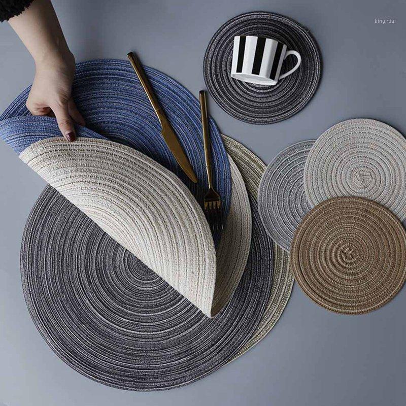 

Round Design Table Ramie Insulation Pad Solid Placemats Linen Non Slip Table Mat Kitchen Accessories Decoration Home Pad1