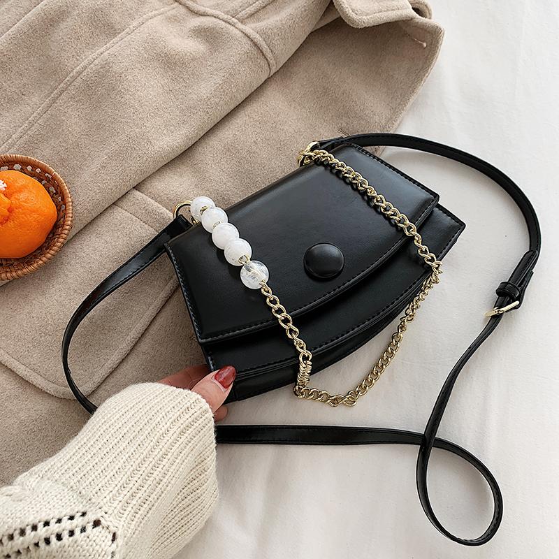 

Fashion Shoulder Bag 2021 New High Quality PU Crossbody Bag Female Chain Handbag Lady Mobile Phone Casual Messenger, Black
