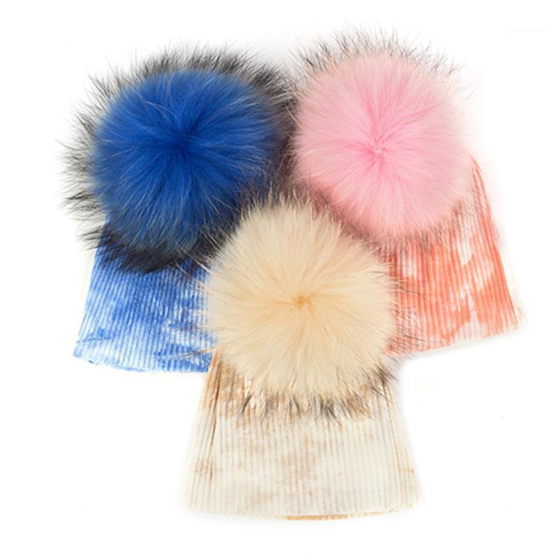 

Winter Real Fur Pompom Hat for Kids Knit Beanies Hats for Newborn Baby Girls Boys Ribbed Cotton Multi Color Fur Pom Pom Cap1