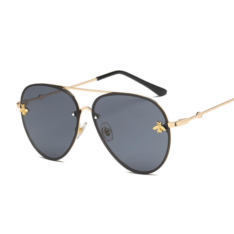 

Sunglasses Vintage Women High Quality Metal Retro Bee Sun Glasses Female Classic Aviation Gradient Luxury Gafas De Sol