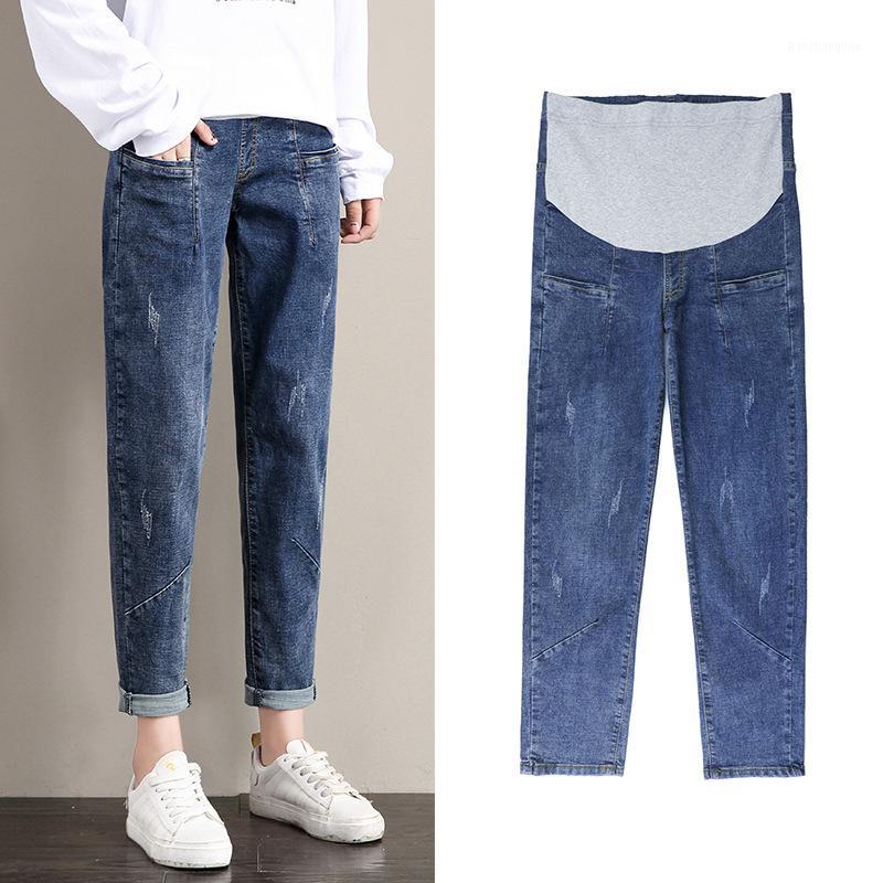 

Boyfriend Pants Maternity Jeans For Pregnant Women Clothes Casual Loose High Waist Denim Pregnancy Jeans Maternity Trousers1, Blue
