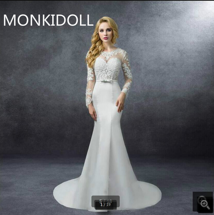 

Vestido De Novia 2020 New Arrival white lace appliques mermaid wedding dresses 3/4 sleeve hollow back sexy beaded wedding gowns hot sale 202, Black