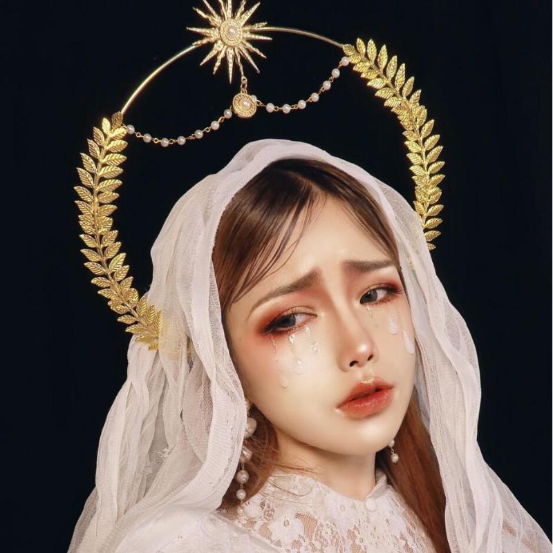 

Sweet Lolita Handmade KC Headband Retro Deity Gorgeous Headwear Madonna Sun Apollo Halo Church Angel Hanfu Of Hair Accessories