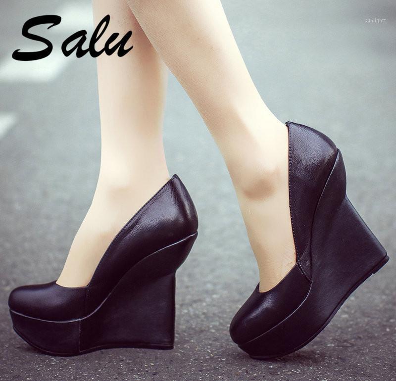 

Salu New Sheep Skin High Heels Women Genuine Natural Leather Pumps Fashion Elegant Wedding Shoes Handmade Shoes1, Black