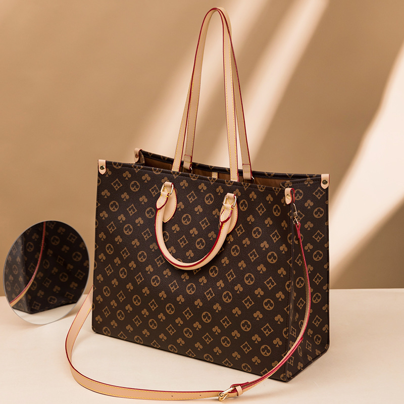 

ladies shoulder bags large-capacity horizontal printed handbag street trends playing cards fashion shopping bag elegant color matching leather handbags